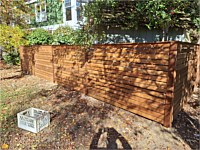 <b>5 foot high Cedar Horizontal Board Fence wtih 4 inch Cedar spaced approximately half inch apart</b>